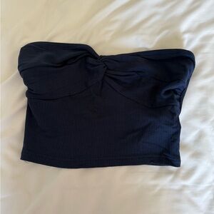 SHEIN Dark Blue Twist Front Crop Top
